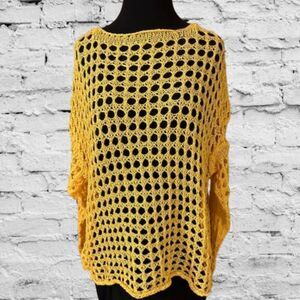 Andthewhy Yellow Hollow Out Sweater Top  4122  Medium/Large NWT Boutique
